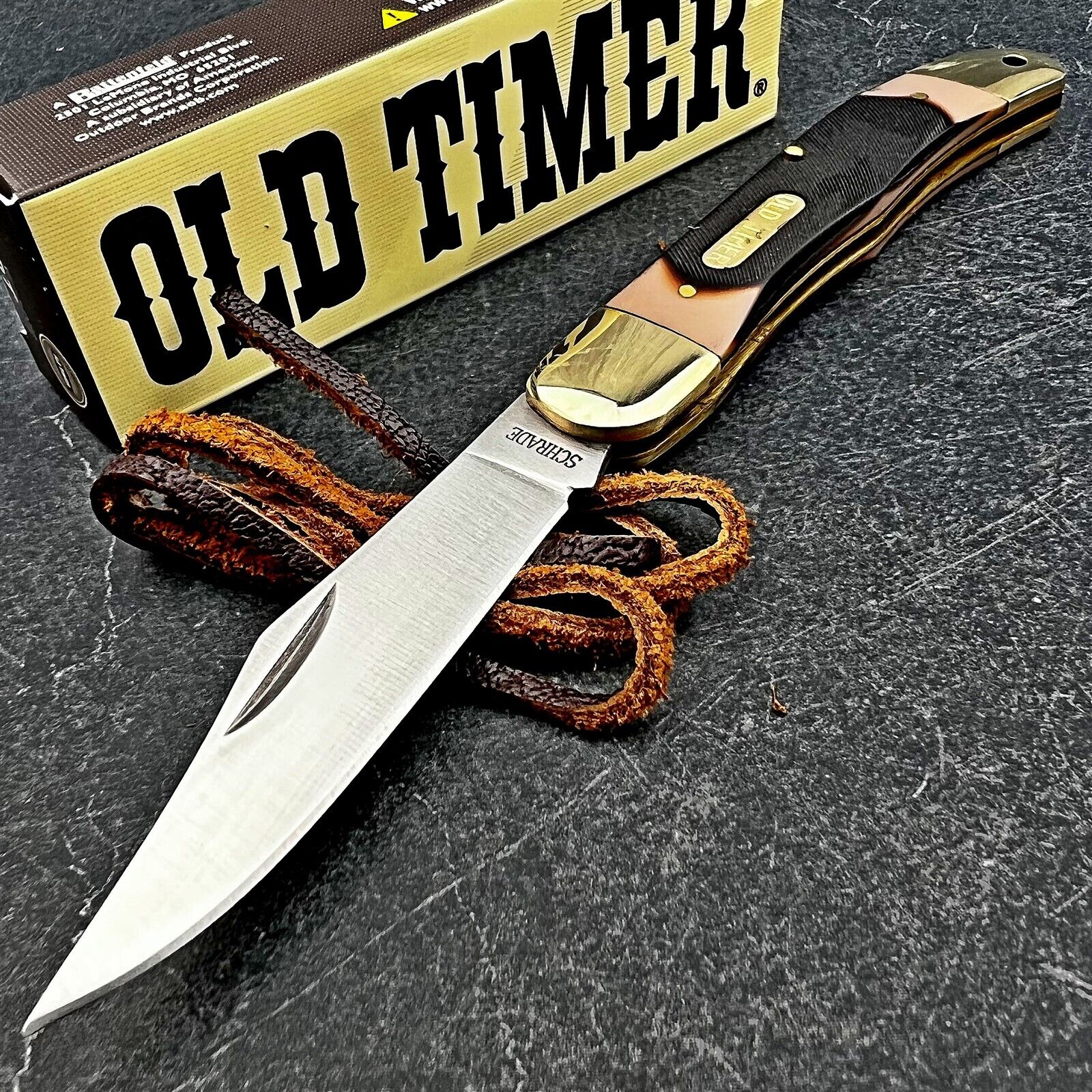 Schrade Old Timer Pioneer Brown Delrin Sawcut Handles Folding EDC Pocket Knife