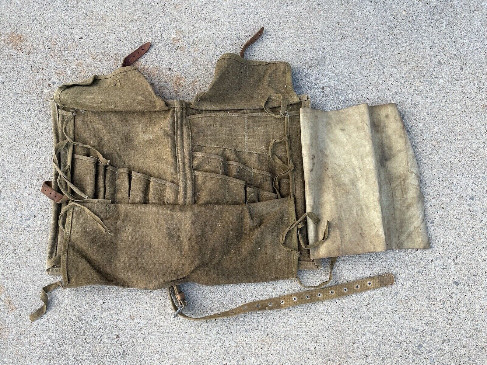 Vintage British Military Tool Satchel W/leather Straps & Tool List (No Tools)