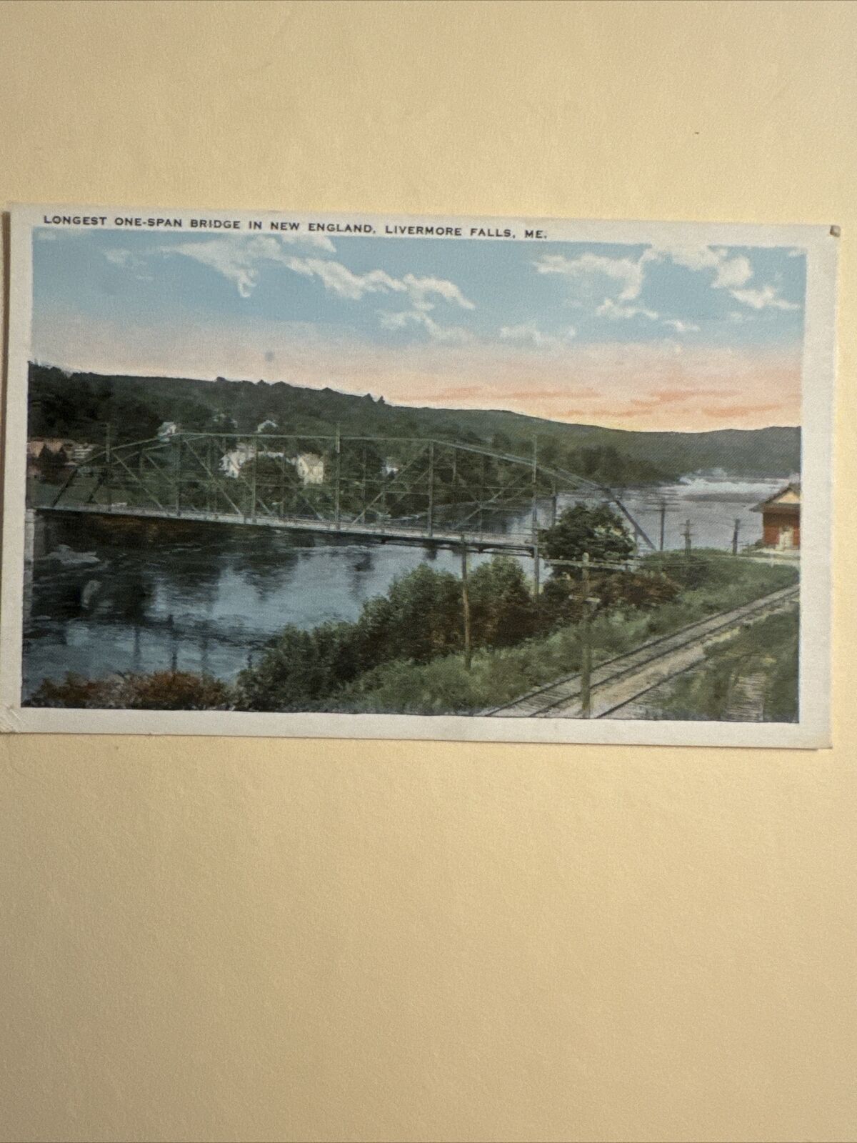 Longest One Span Bridge NE, Livermore Falls Maine 1922 Vintage UnPosted Postcard
