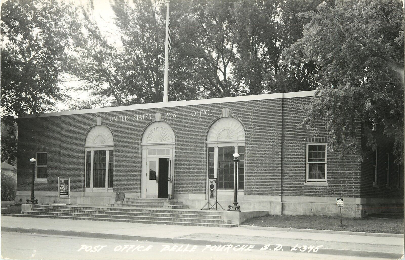 Closeup View of the Post Office, Belle Fourche SD RPPC