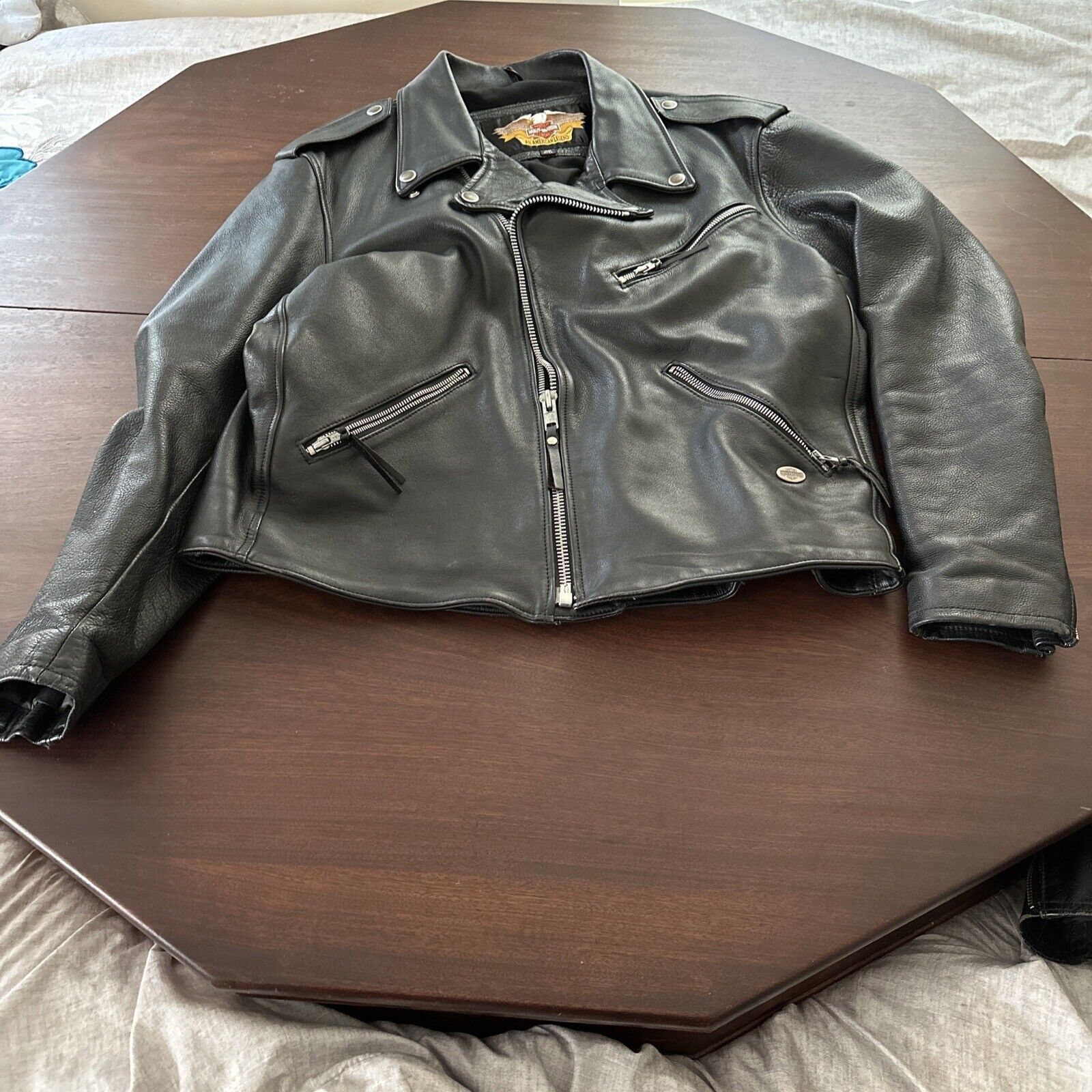 Vintage Harley Davidson Made In USA Leather Motorcycle Biker Jacket Men's XL