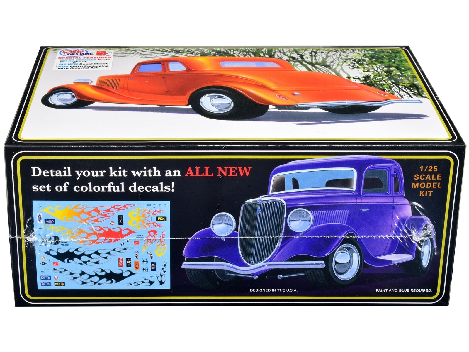 Skill 2 Model Kit 1934 Ford Street Rod 5-Window Coupe 1/25 Scale Model