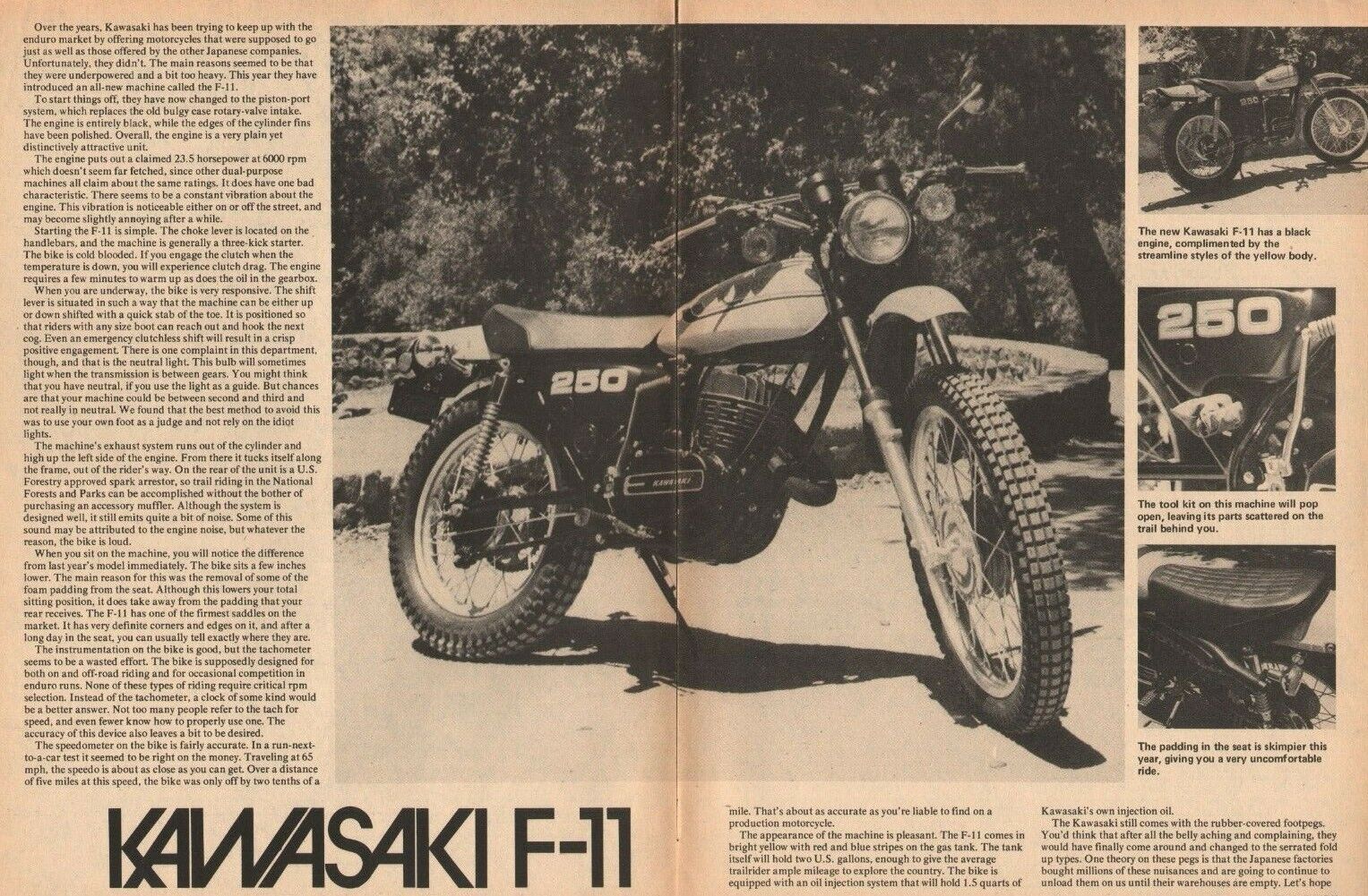 1973 Kawasaki F-11 - Vintage 4-Page Motorcycle Road Test Article