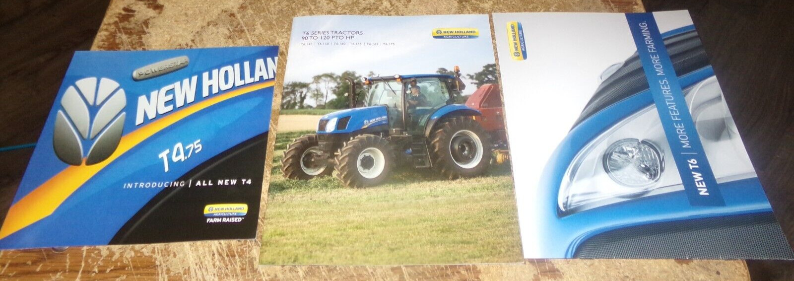 3-lot 2010-15 new holland T4+T6 tractors brochures in nice shape used
