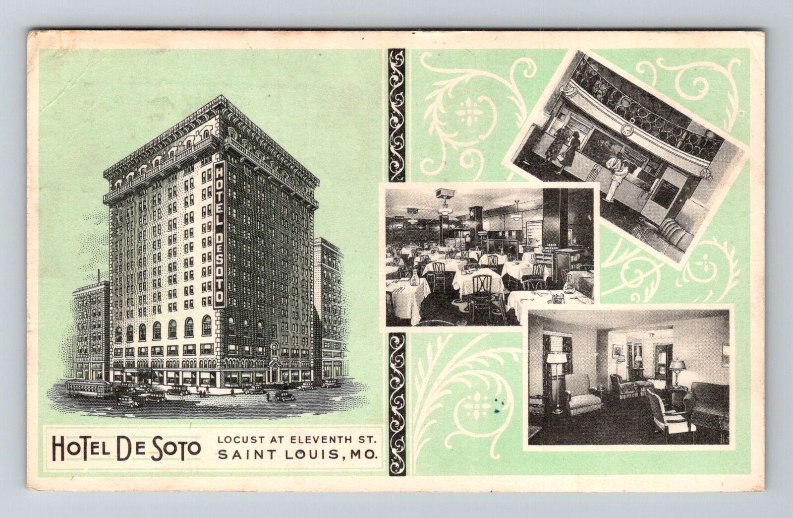 St Louis MO-Missouri, Hotel DeSoto, Antique, c1948 Vintage Souvenir Postcard