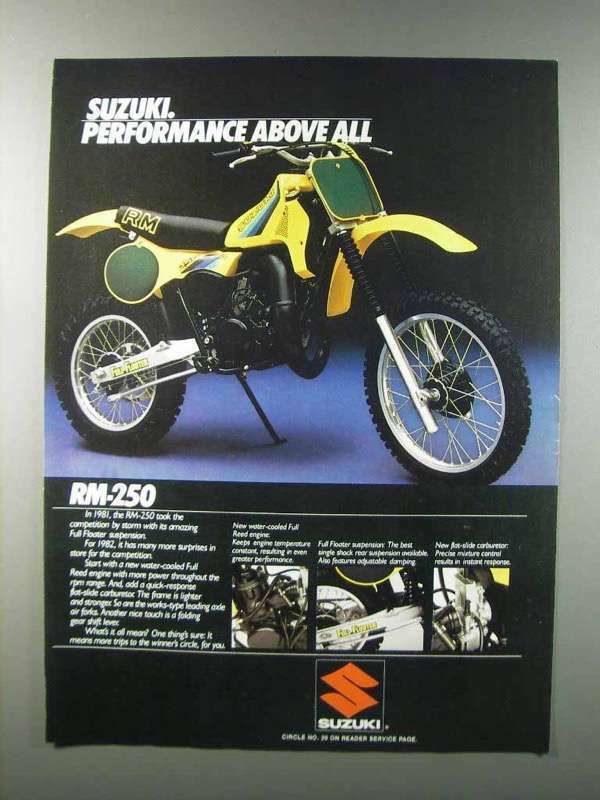 1981 Suzuki RM-250 Motorcycle Ad - Performance