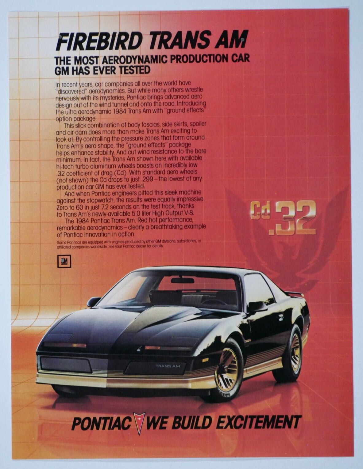 1984 Pontiac Trans Am Firebird cd 32 Vintage Original Print Ad-8.5 x 11\