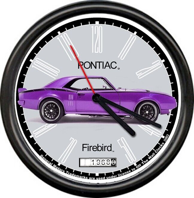 Licensed 1968 Pontiac Firebird Plum Crazy Purple General Motors Wall Clock
