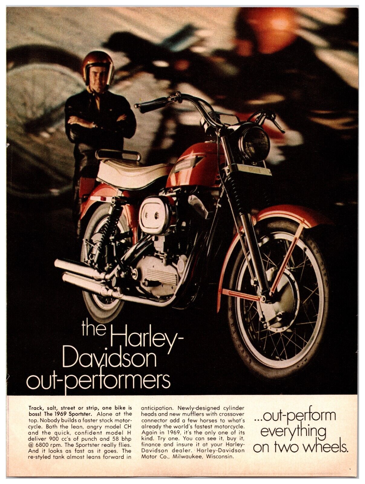 1969 Harley Davidson Sportster Motorcycle - Original Print Advertisement (8x11)