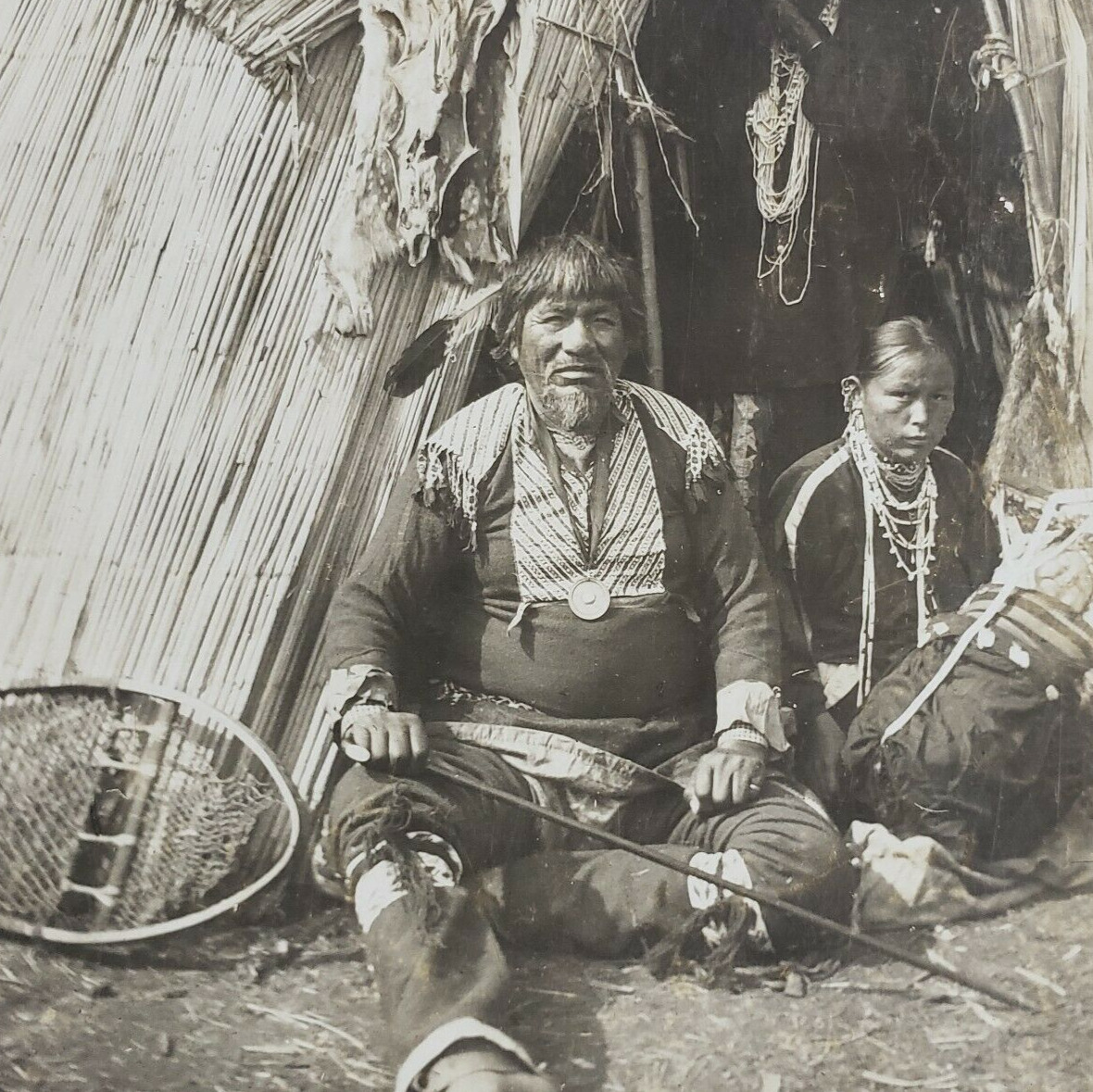 Indigenous American Stereoview c1904 Winnebago Indian Chief Blackhead Family P89