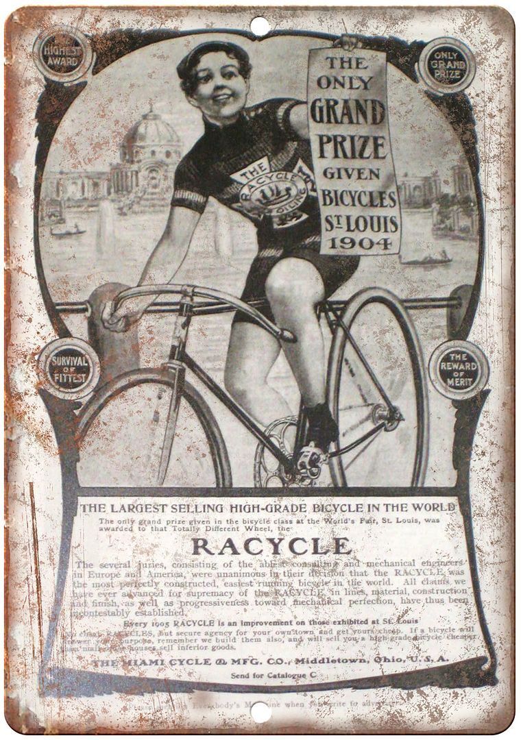 Racycle St. Louis Vintage 10 Speed Bike Reproduction Metal Sign B299