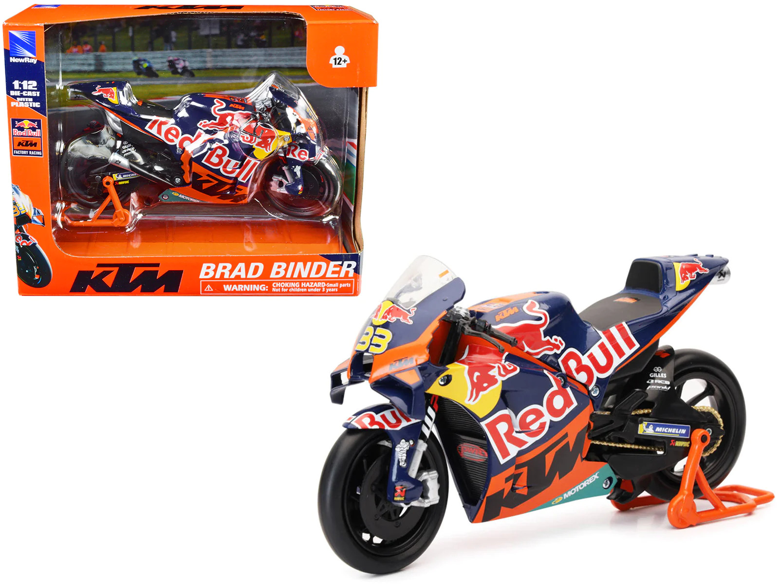 KTM RC16 Motorcycle 33 Brad Binder MotoGP Bull Factory Racing 1/12 Diecast Model