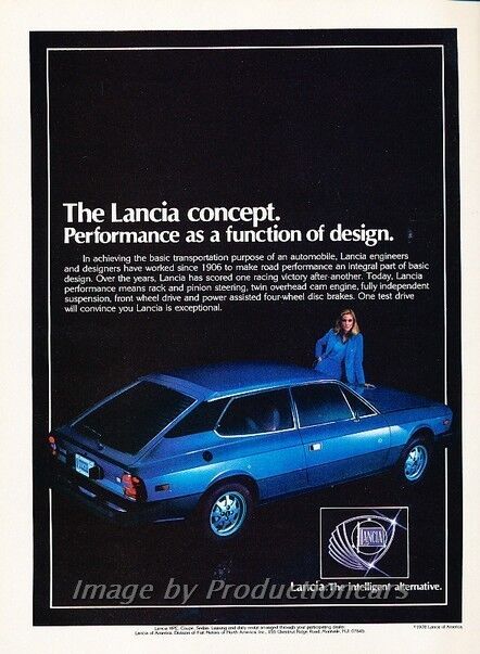 1978 Lancia Beta HPE Coupe Original Advertisement Print Art Car Ad J861