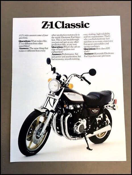 1980 Kawasaki Z-1 Z1 Classic Motorcycle Bike Vintage Sales Brochure Folder