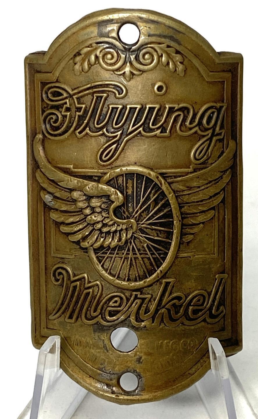 ORIGINAL vintage FLYING MERKEL bicycle motorcycle HEAD BADGE tag emblem