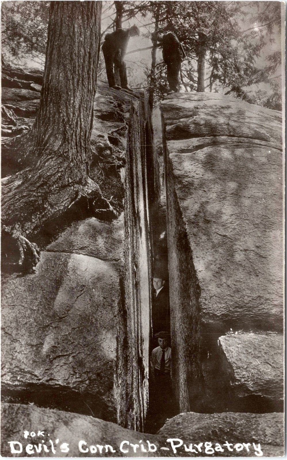RPPC - Devil's Corn Crib, Purgatory Chasm, Sutton, Massachusetts- Photo Postcard