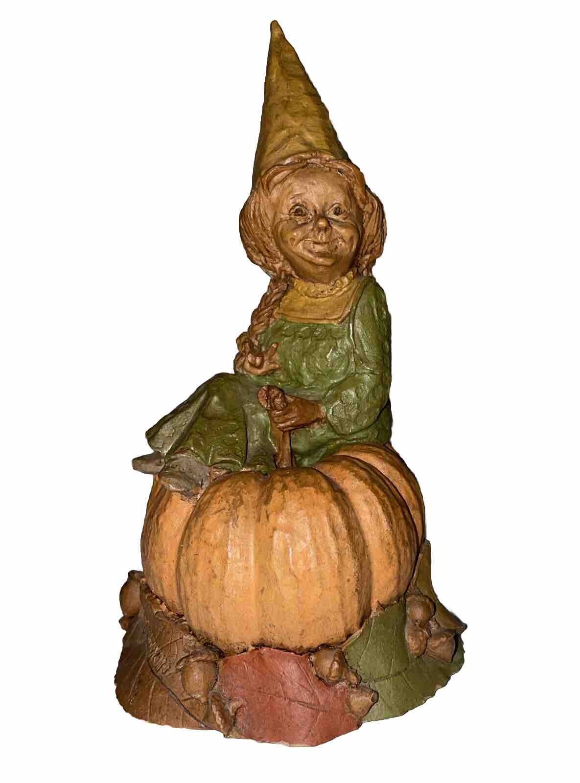 PUMPKIN Girl Gnome Tom Clark Cairn Studio 1986 Forest Fairy Halloween Signed #54