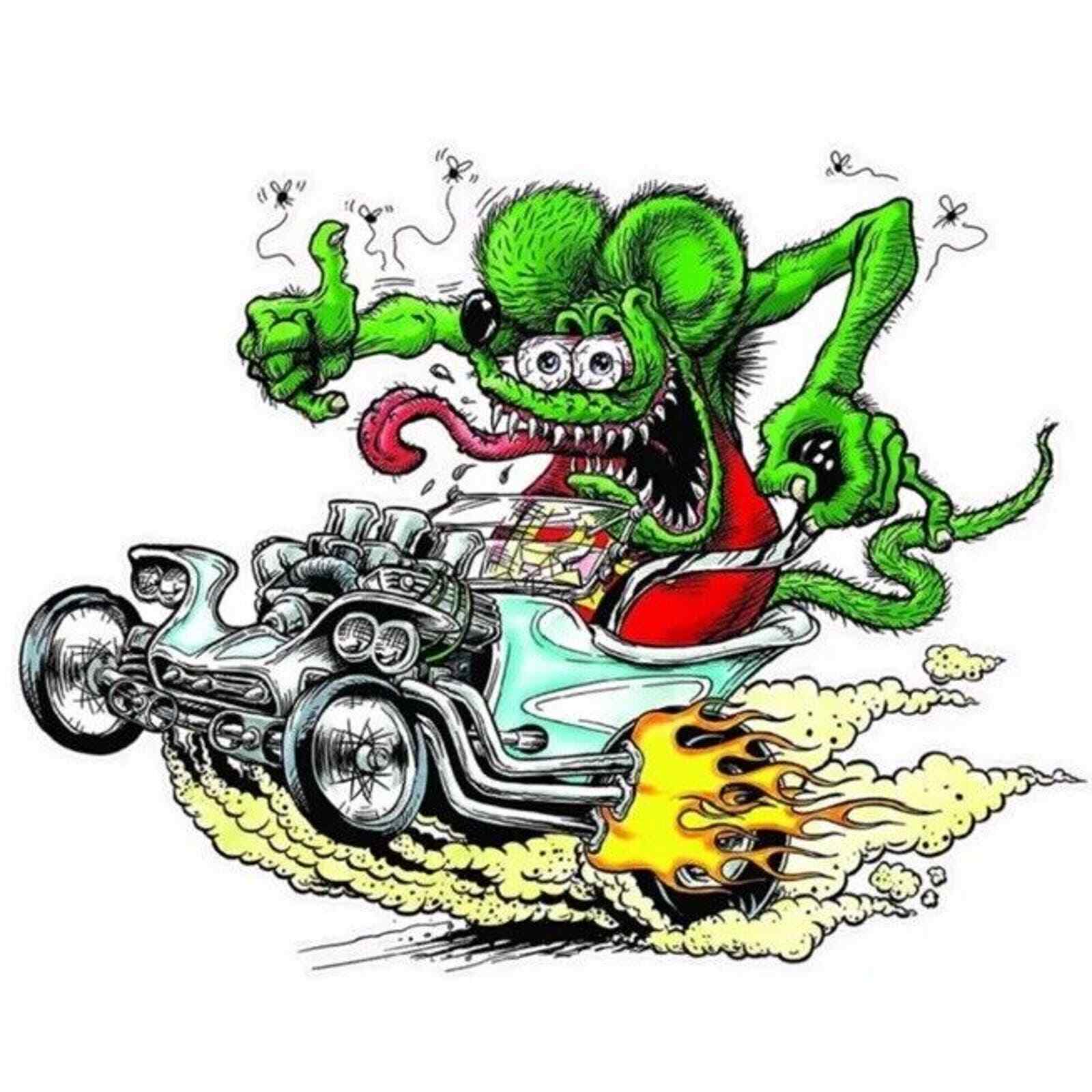 🔥Large Green Rat Fink Hot Rod STICKER Decal Ed Big Daddy Roth T-Bucket Car SUV