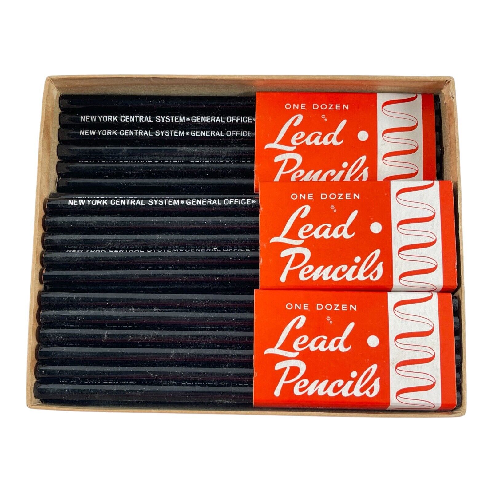 New York Central System Pencils No. 1 Round Wood 59pc Lot Unsharpened Medium VTG