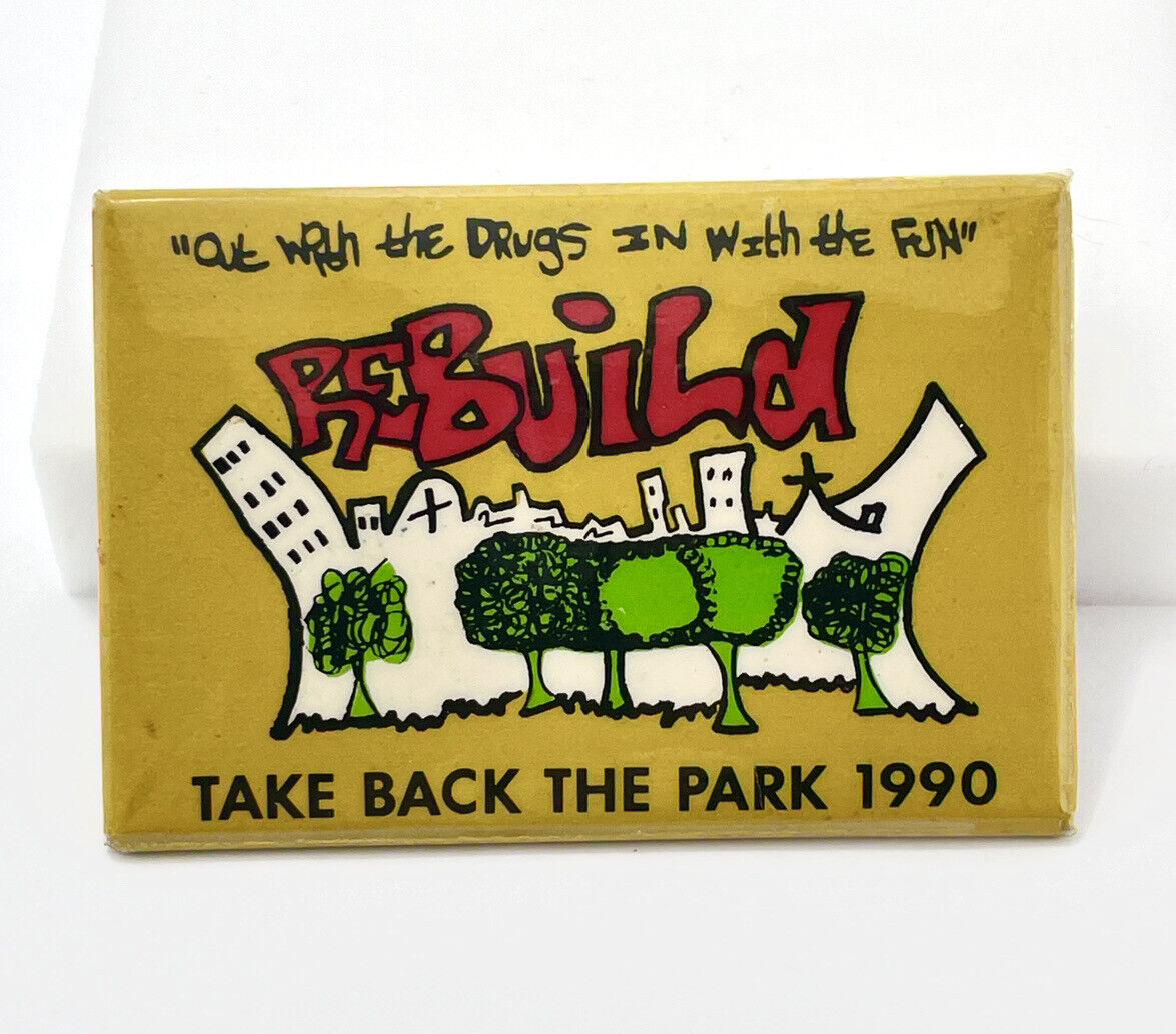 Vintage 1990 Take Back The Park Pinback Button - Central Park Anti-Drug NYC