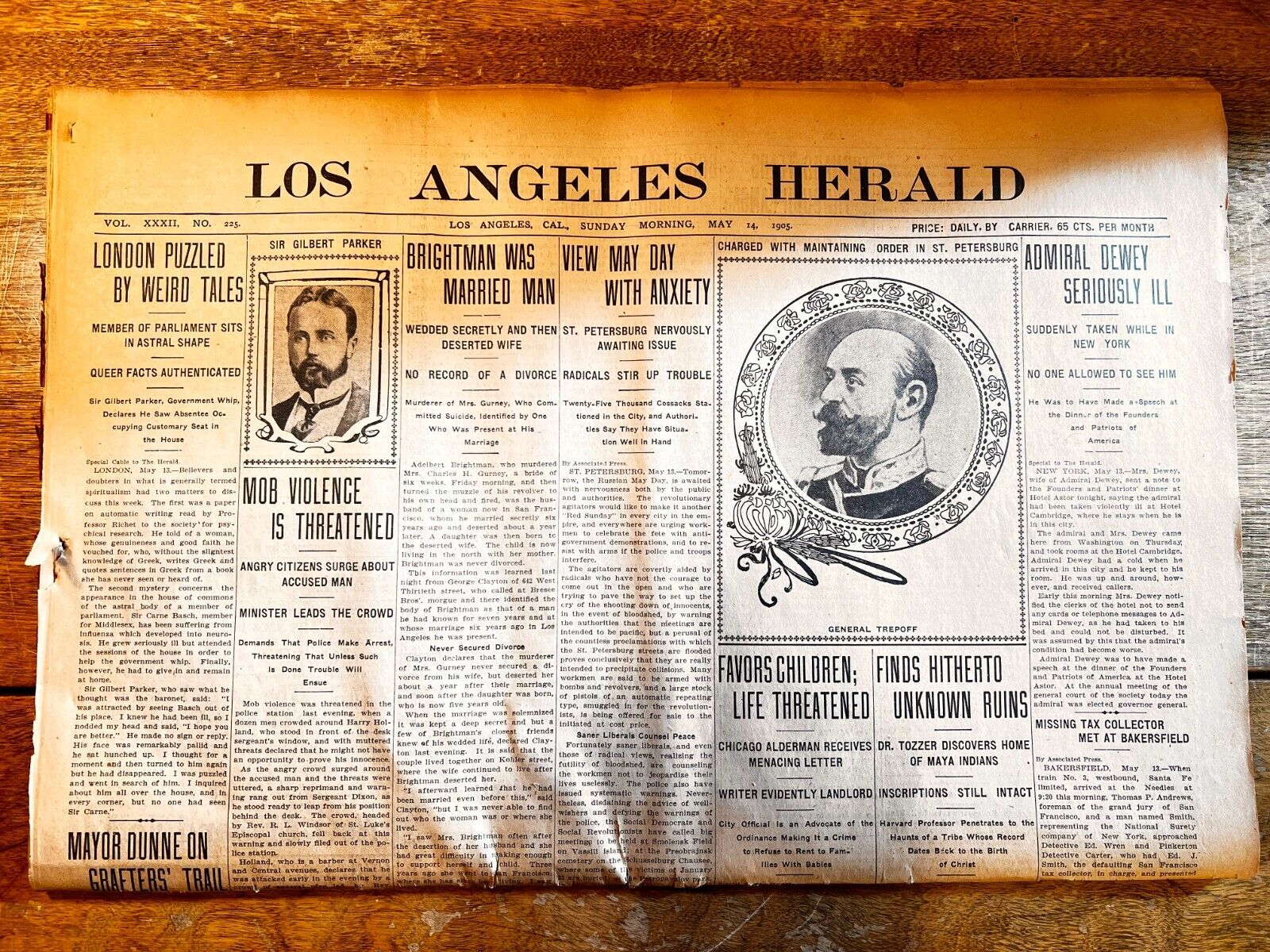 Rare Los Angeles Herald Newspaper May 14, 1905 Original Vintage Antique
