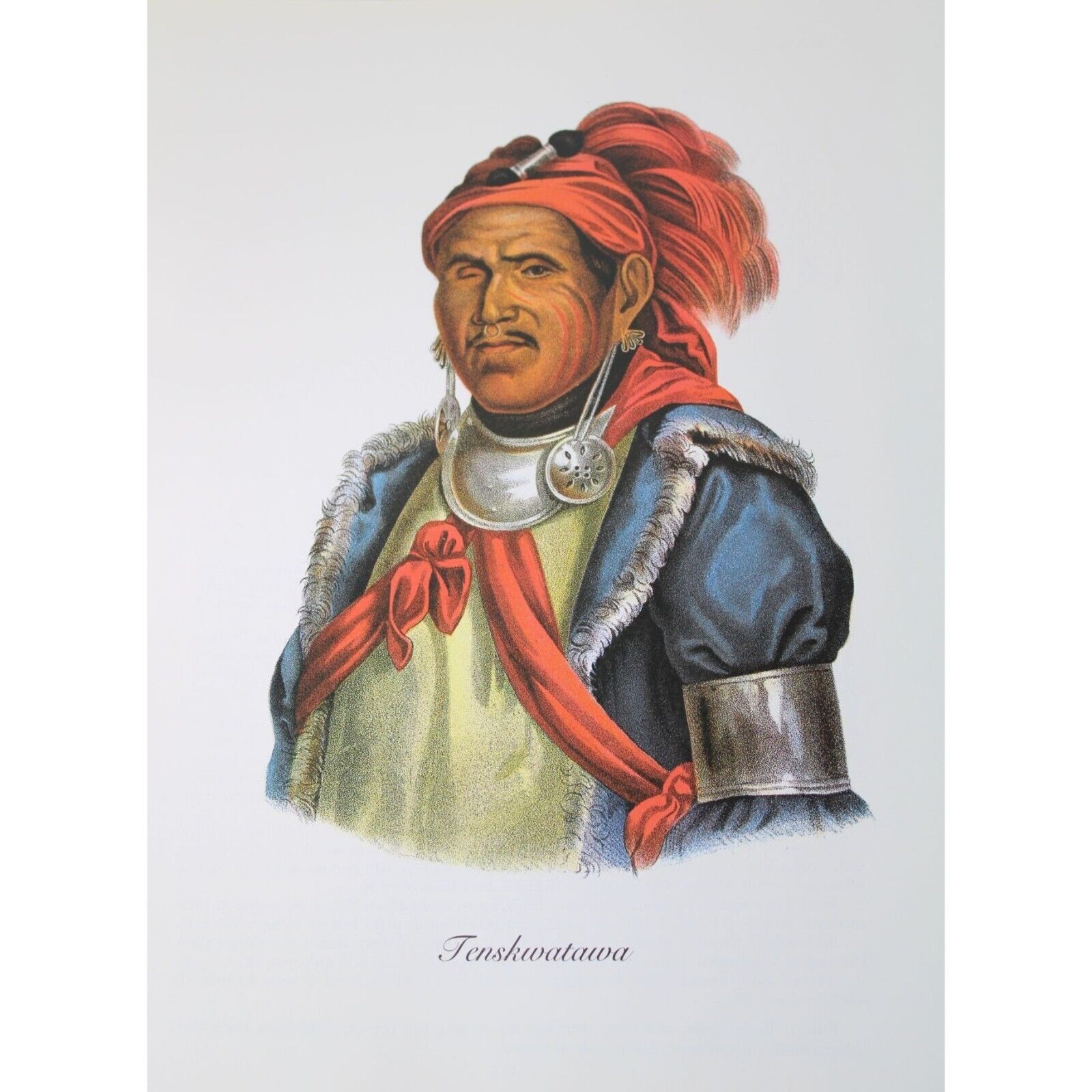 American Indian Print Tenskwatawa Shawnee Chief Vintage 89683 Tecumseh Brother