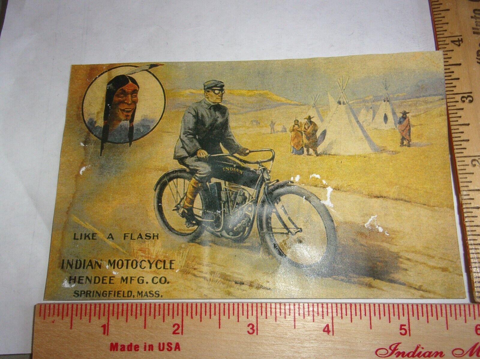 vintage Indian Motorcycle postcard collectible old USA cycle card 