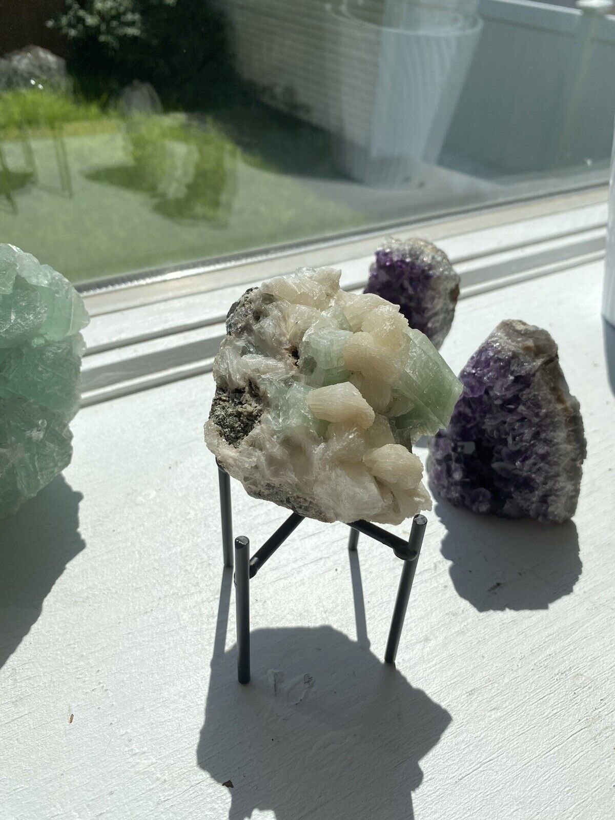 Beautiful Indian Stilbite With Green Apophyllite Crystal US Seller