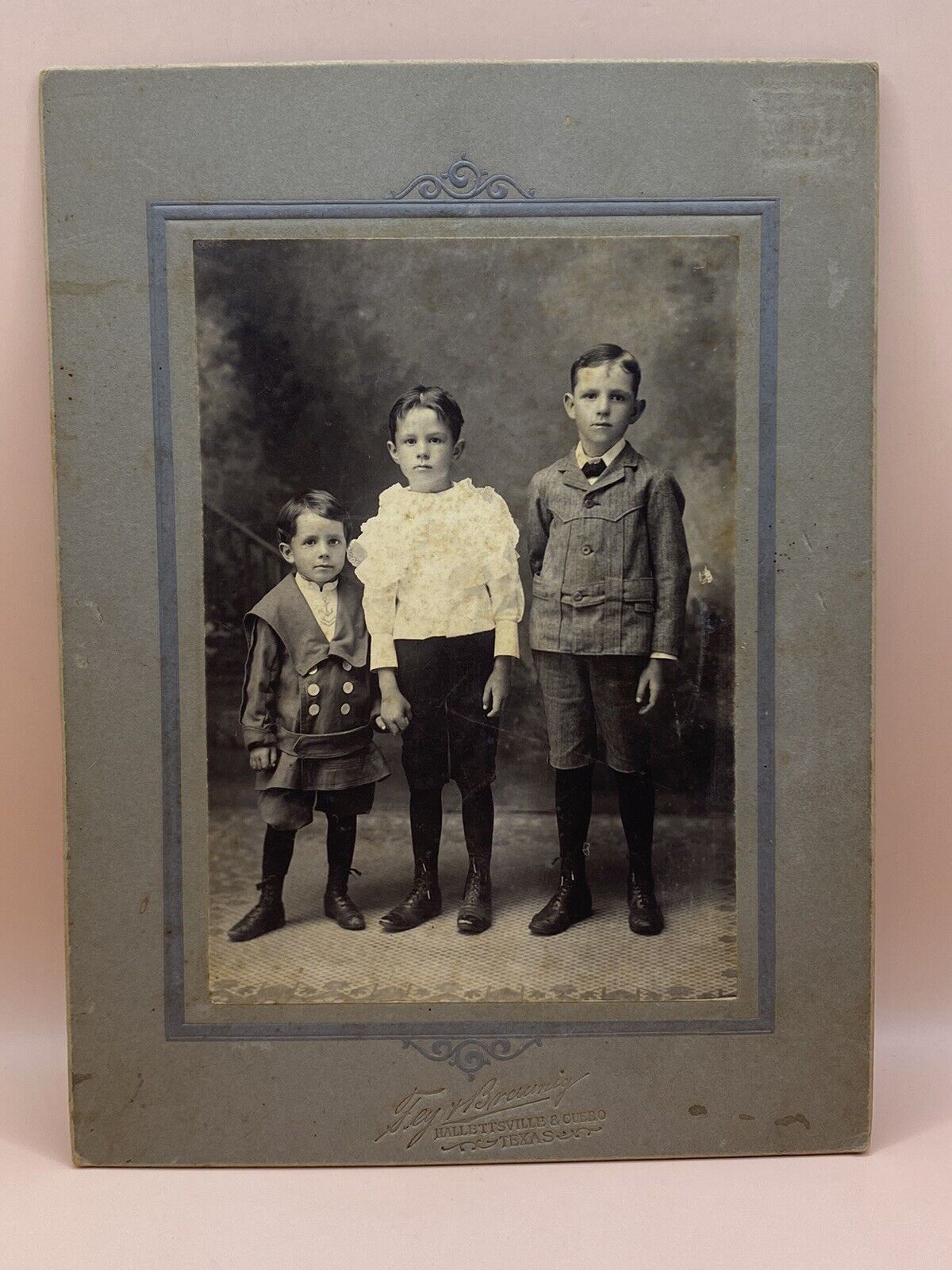 Antique Cabinet Photo 3 Dashing Young Brothers 1890s Early 1900s Texas
