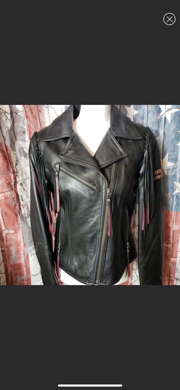 Harley Davidson tassel leather jacket petite xlarge