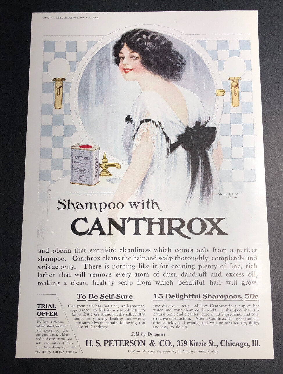 Cantrox Shampoo ad Beautiful pretty lady girl 1912 Ladies Cosmetic interest