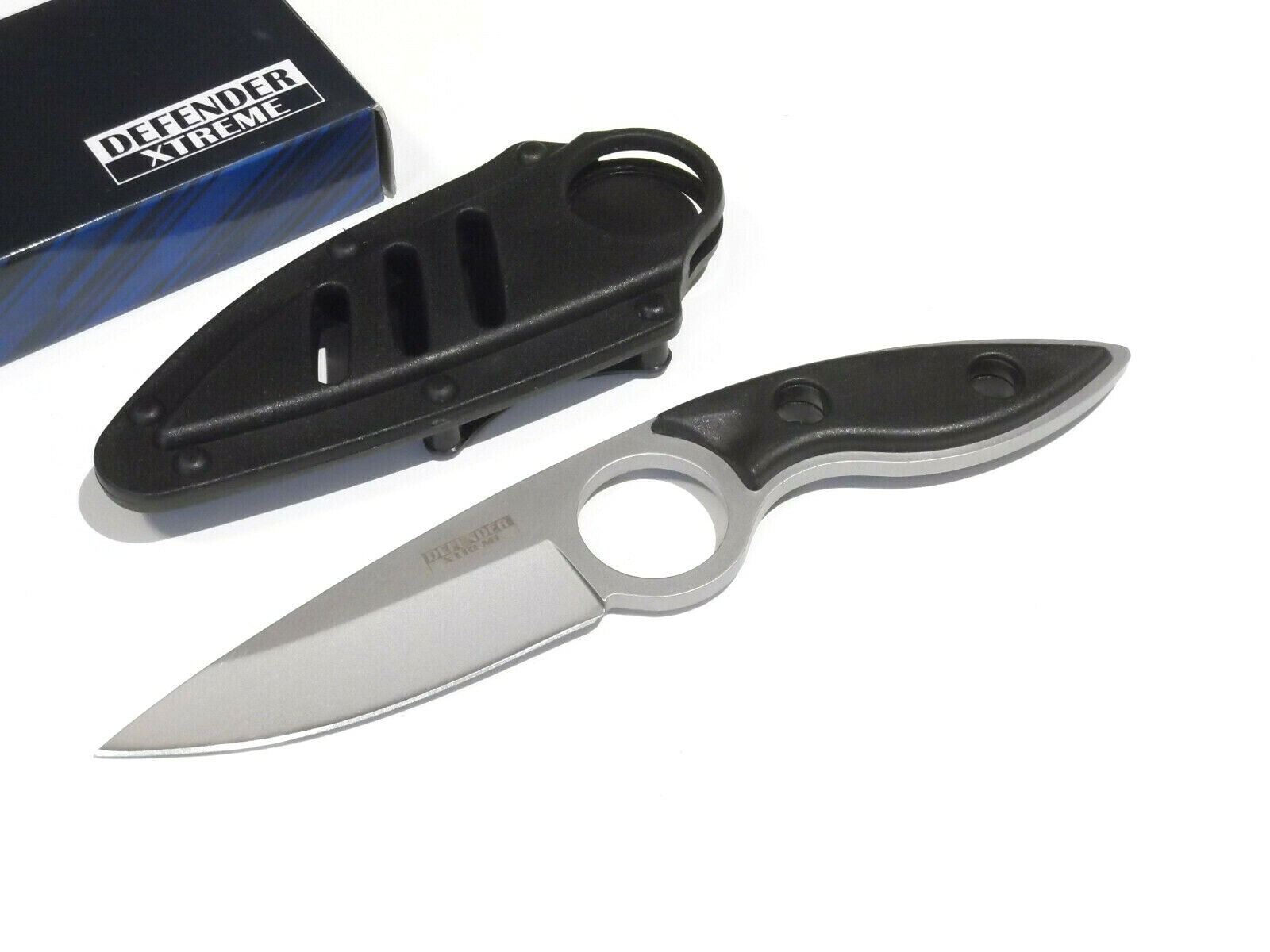 DEFENDER XTREME 5860 Finger Hole full tang fixed blade knife 6 7/8