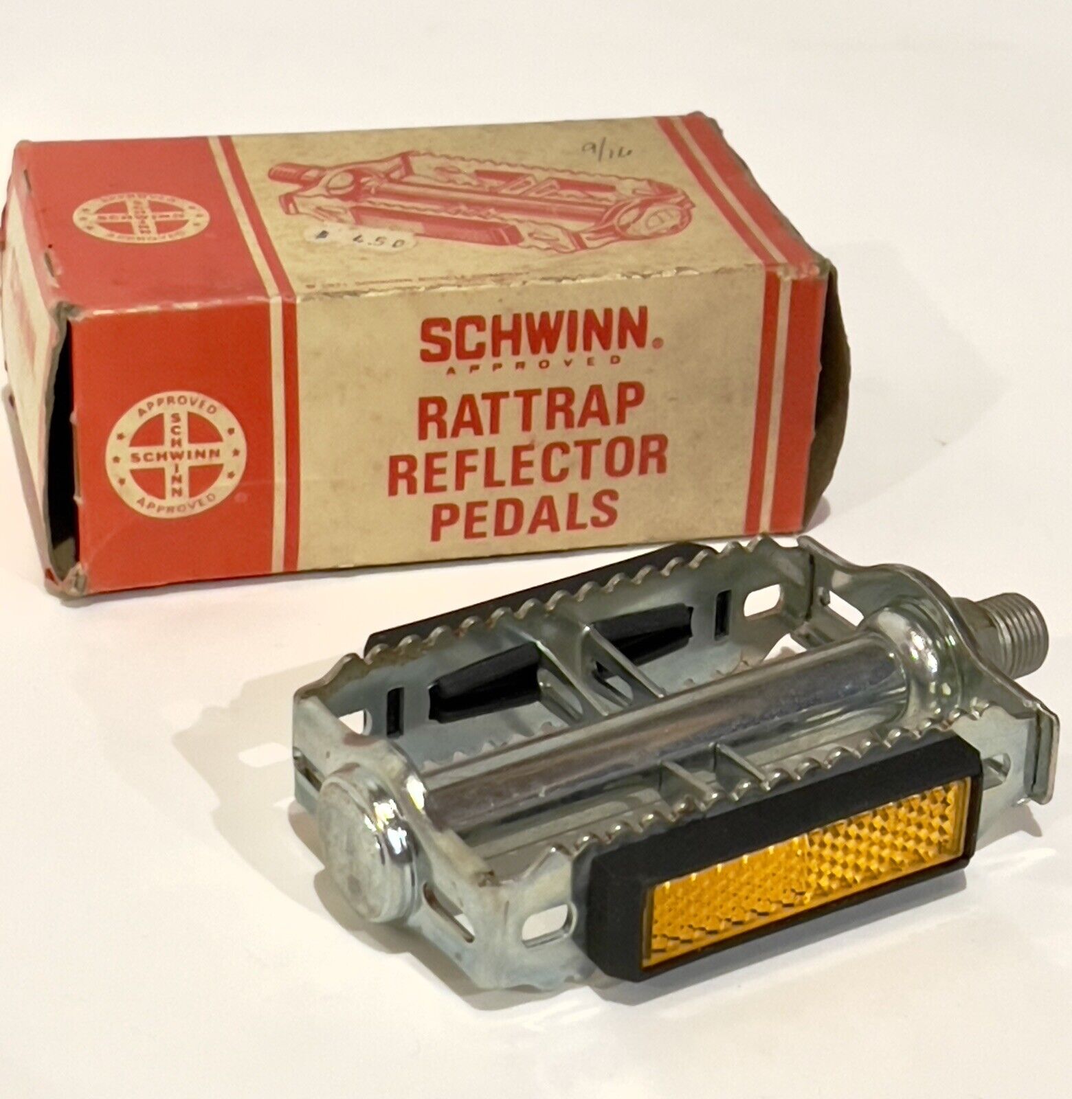 NOS Vintage Schwinn Approved Rat Trap Reflector Bike Pedal 9/16 Made In Germany
