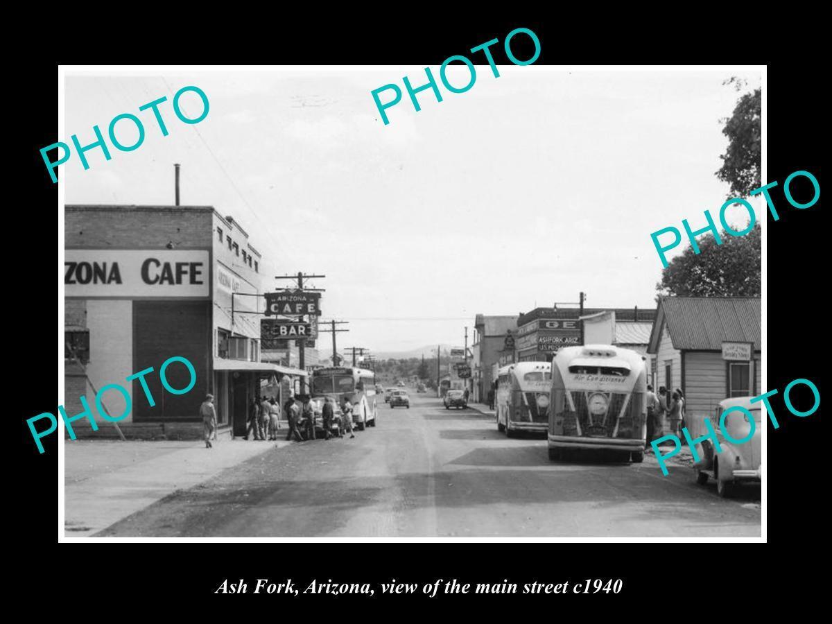 OLD 8x6 HISTORIC PHOTO OF ASH FORK ARIZONA VIEW OF THE MAIN STREET c1940 1