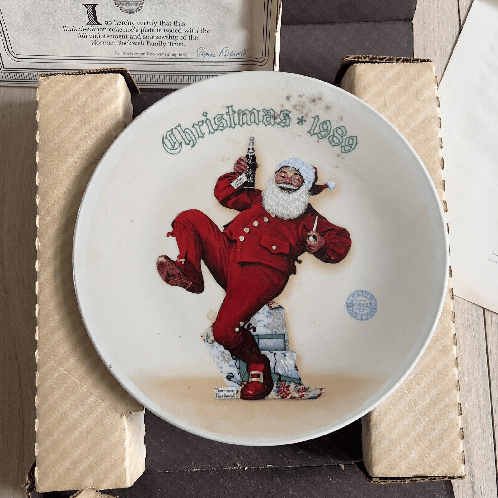 Vintage Christmas 1989 Norman Rockwell Plate 