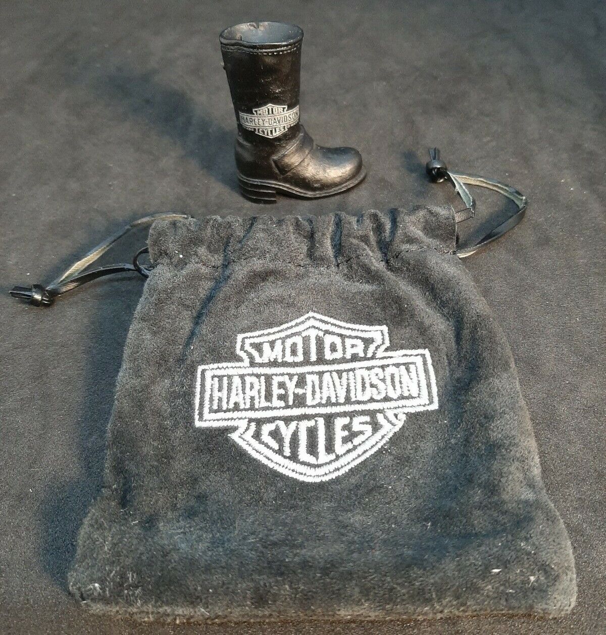 vintage Harley Boot and Leather Patched Carry Bag motorcycle biker memorabilia 