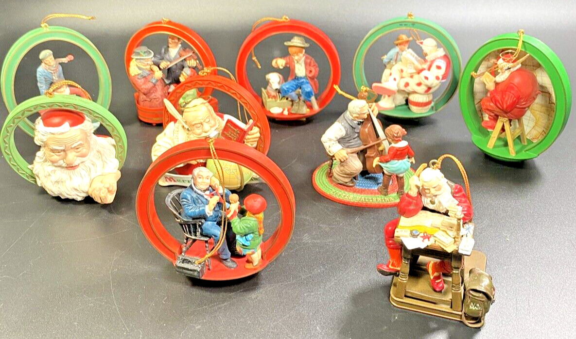 Vintage 1986-1987 Norman Rockwell Christmas Ornaments-Set of 10