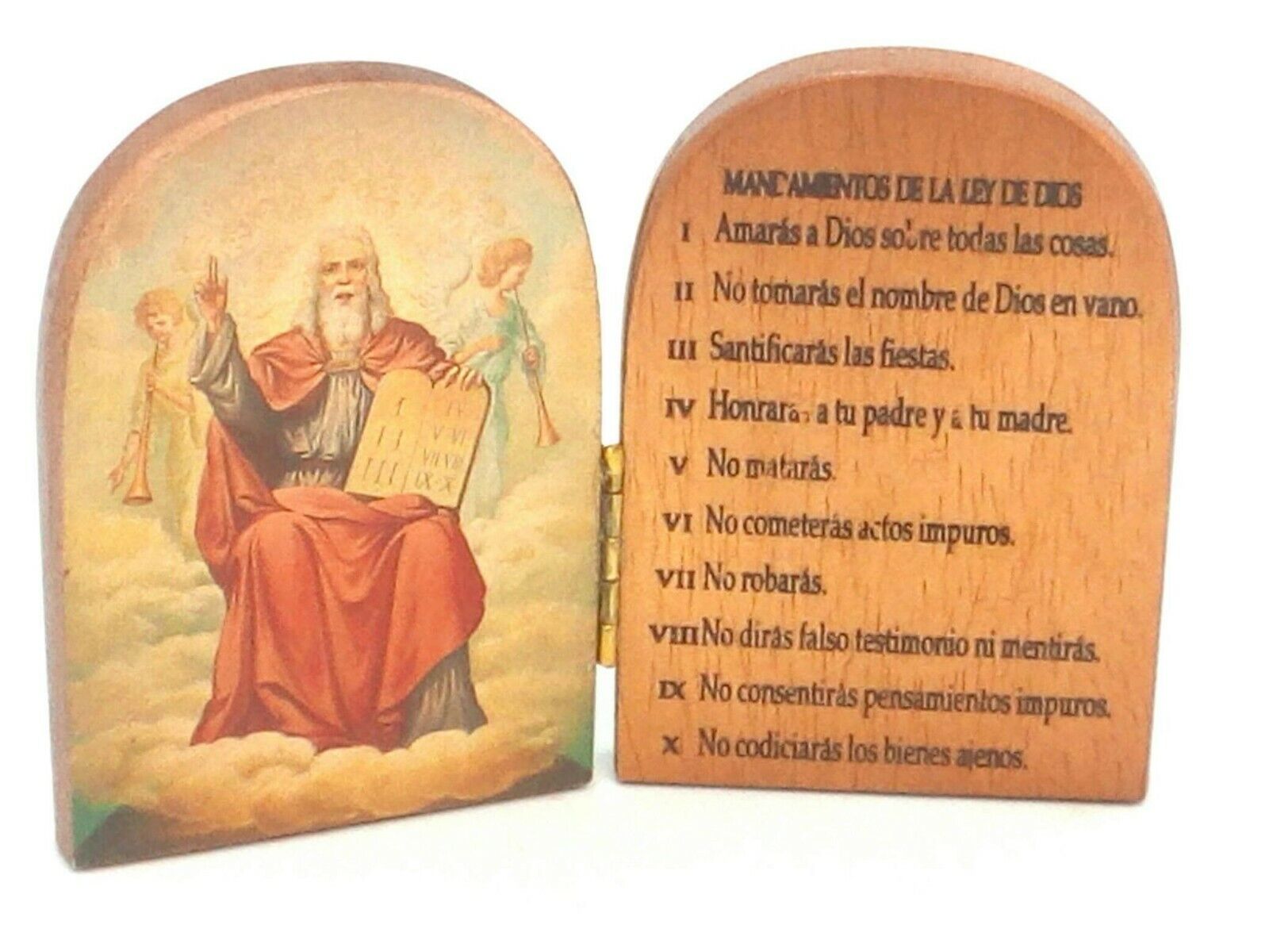 Ten Commandments Wood Plaque in Spanish, Made in Italy