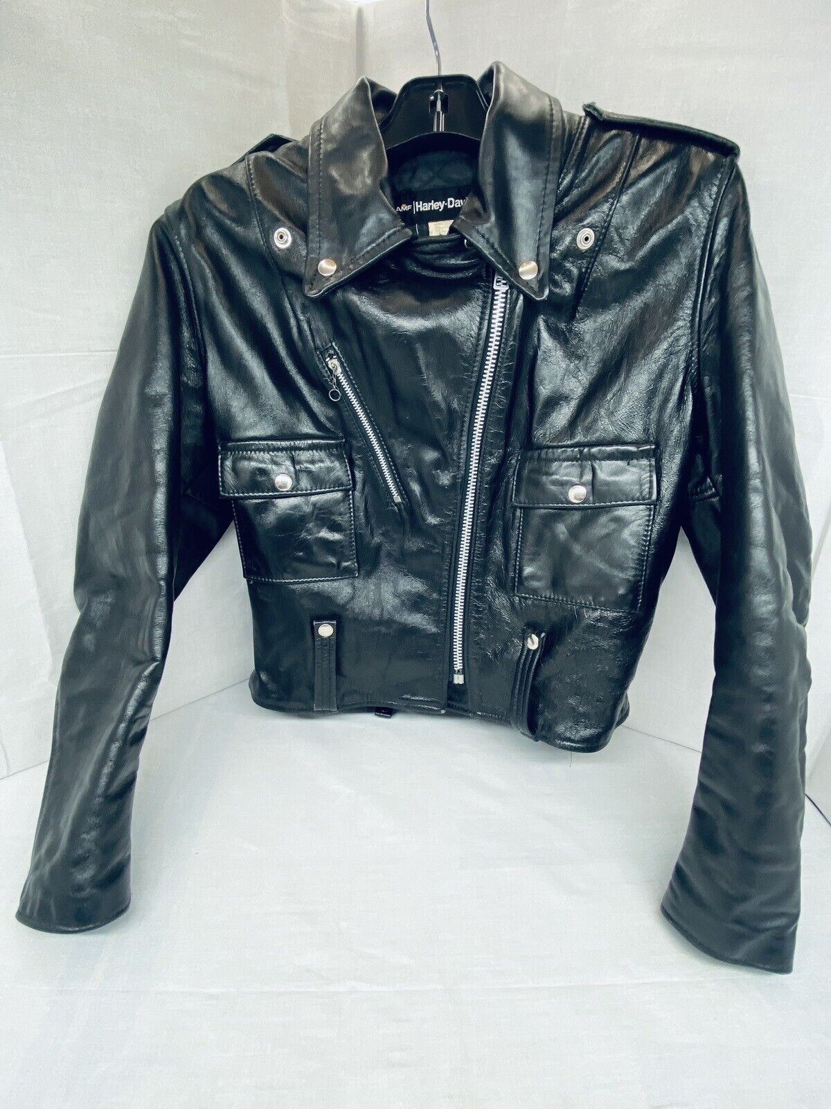 AMF Harley Davidson Leather Biker Jacket Womans Vintage Sz. 40 S/M