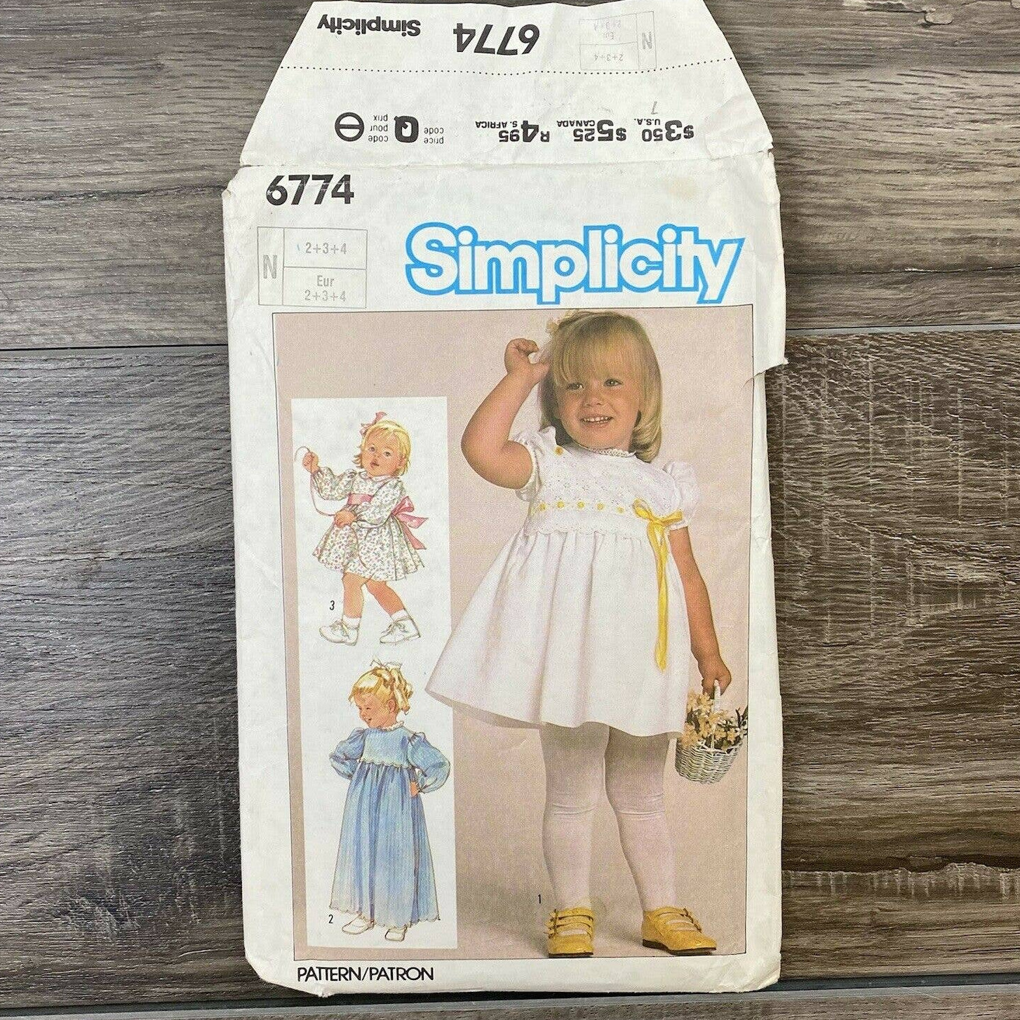 Simplicity Pattern 6774 Toddler Dresses Uncut Vintage