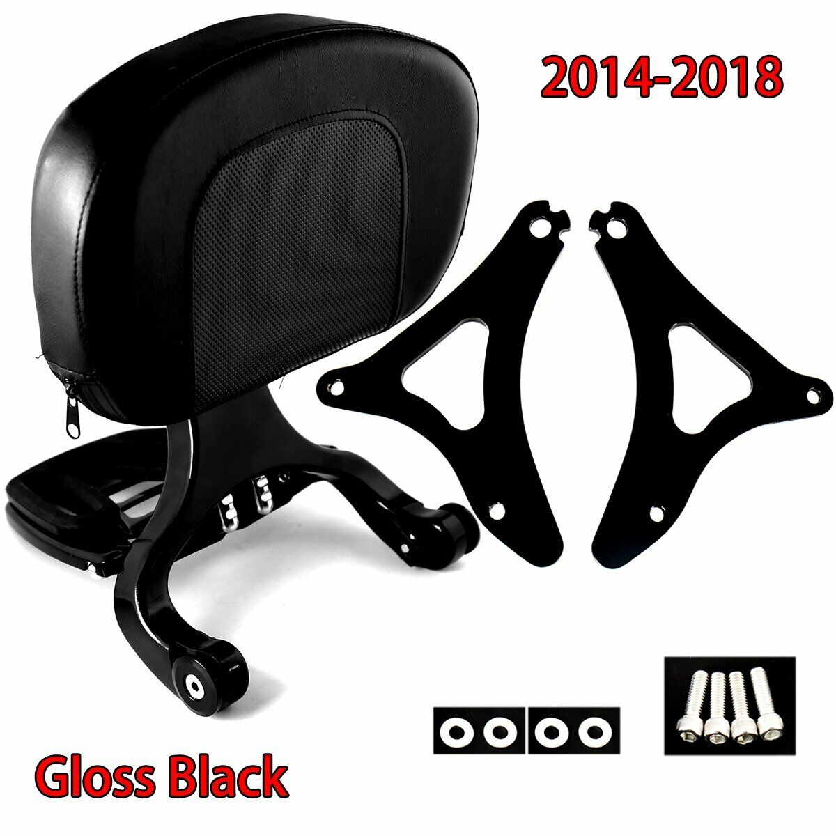 Gloss Black Fixed Mount&Driver Passenger Backrest For Harley Touring FLHX 14-22