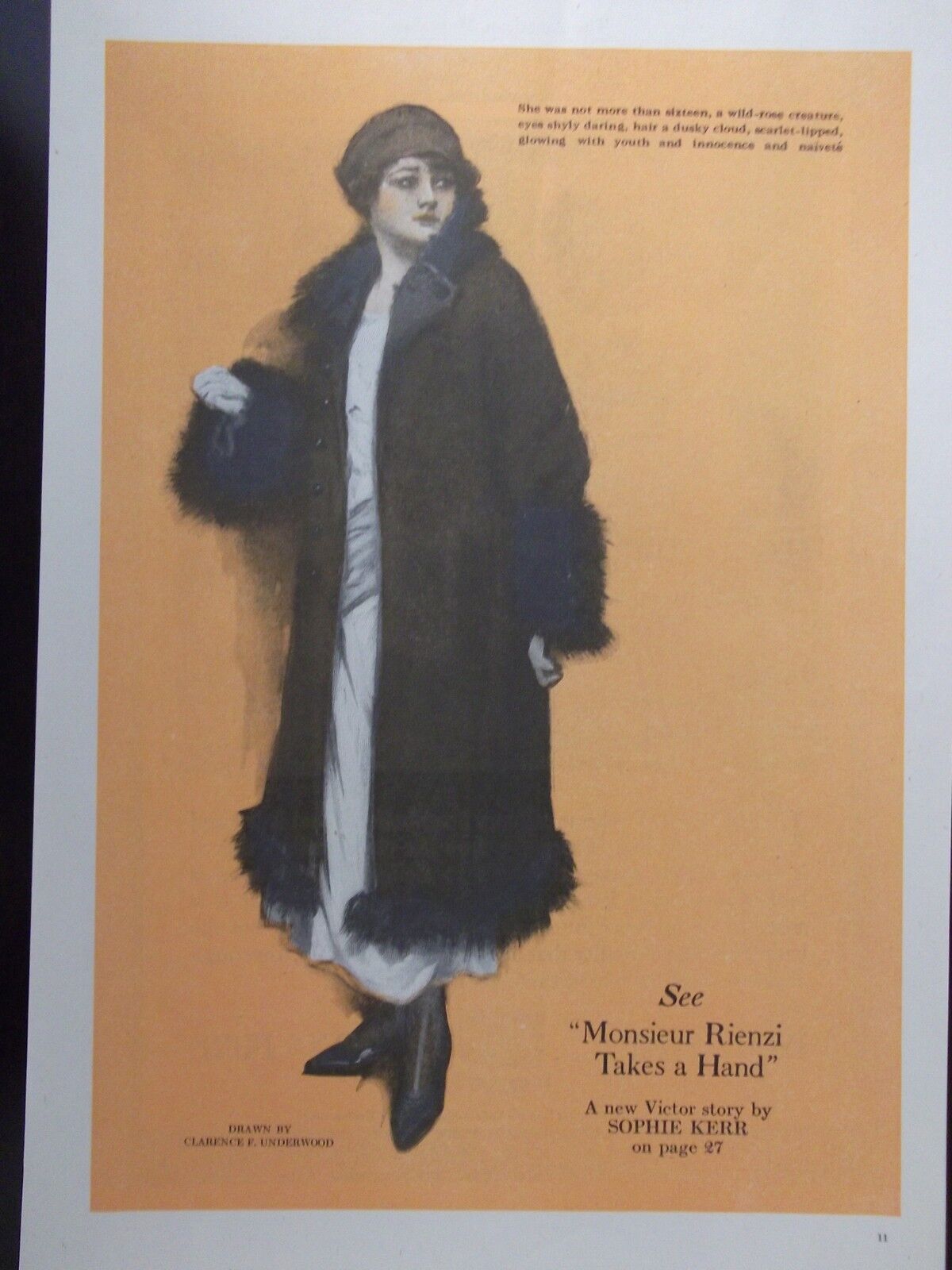 1917 Monsieur Rienzi Takes a Hand Clarence Underwood Illustration Advertisement