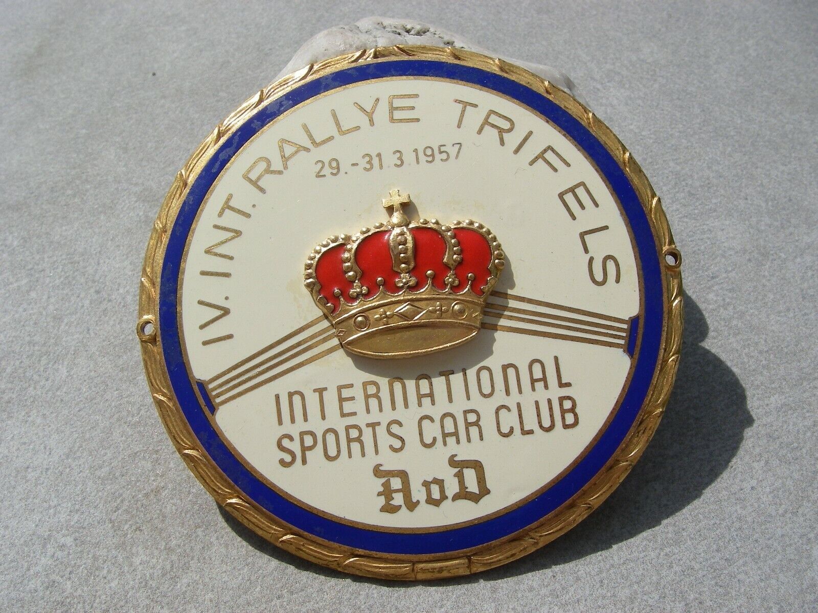 Awesome AvD IV. INT. RALLYE TRIFELS enamel Car Club Badge ISCC Sports Car Club