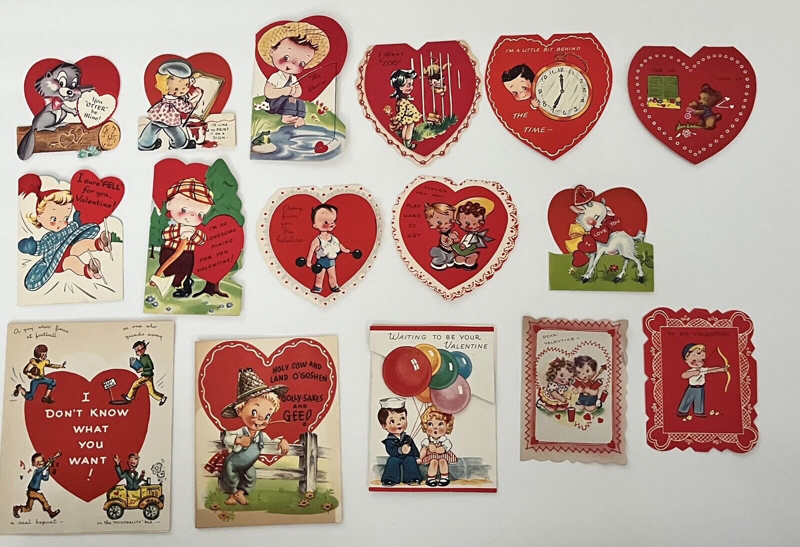 16 Vintage Valentine\'s Cards Americard Anthropomorphic 40\'s 50\'s Folded Children