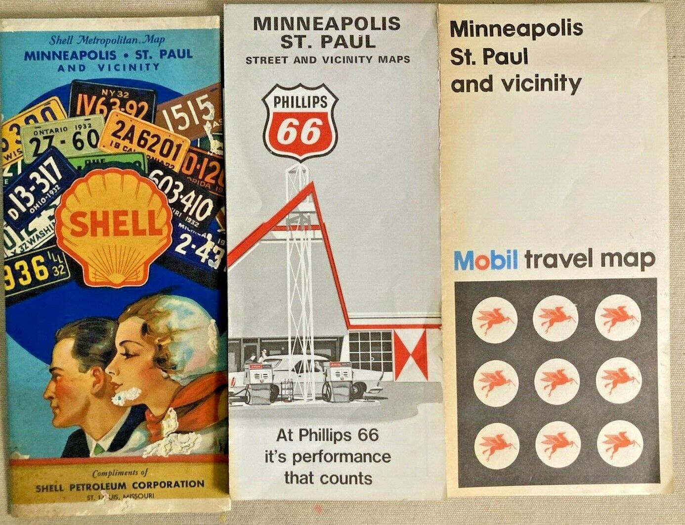 TRAVEL MAPS, MINNEAPOLIS - ST. PAUL & VICINITY, MOBLE, PHILLIPS 66, AND SHELL 19