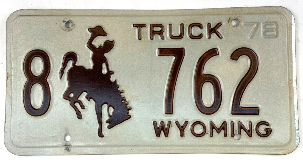 Wyoming 1978 License Plate Vintage Truck Platte Co Cave Collector Wall Decor