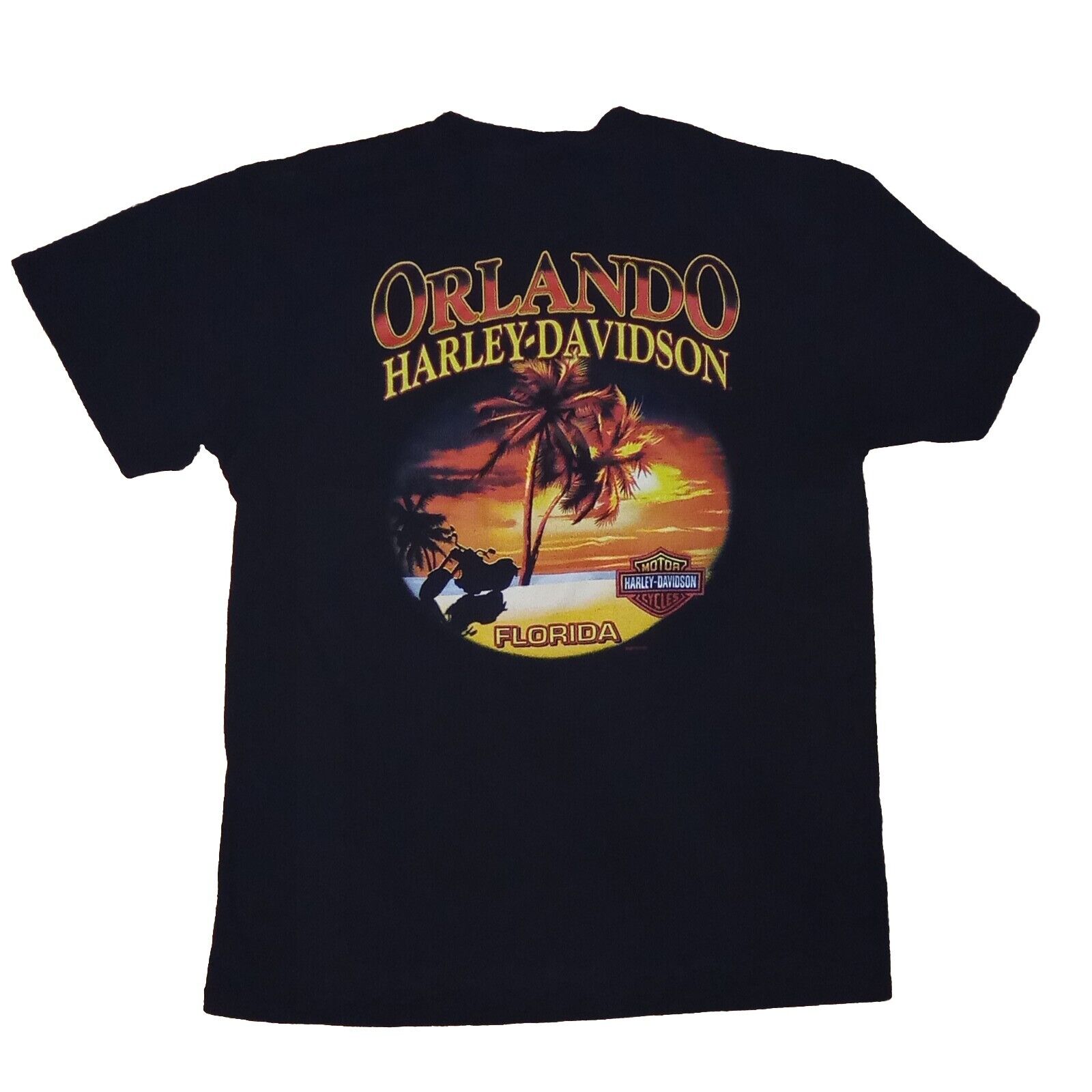 Harley Davidson Shirt Size Large Black Orlando Florida Tee T-Shirt Motorcycle