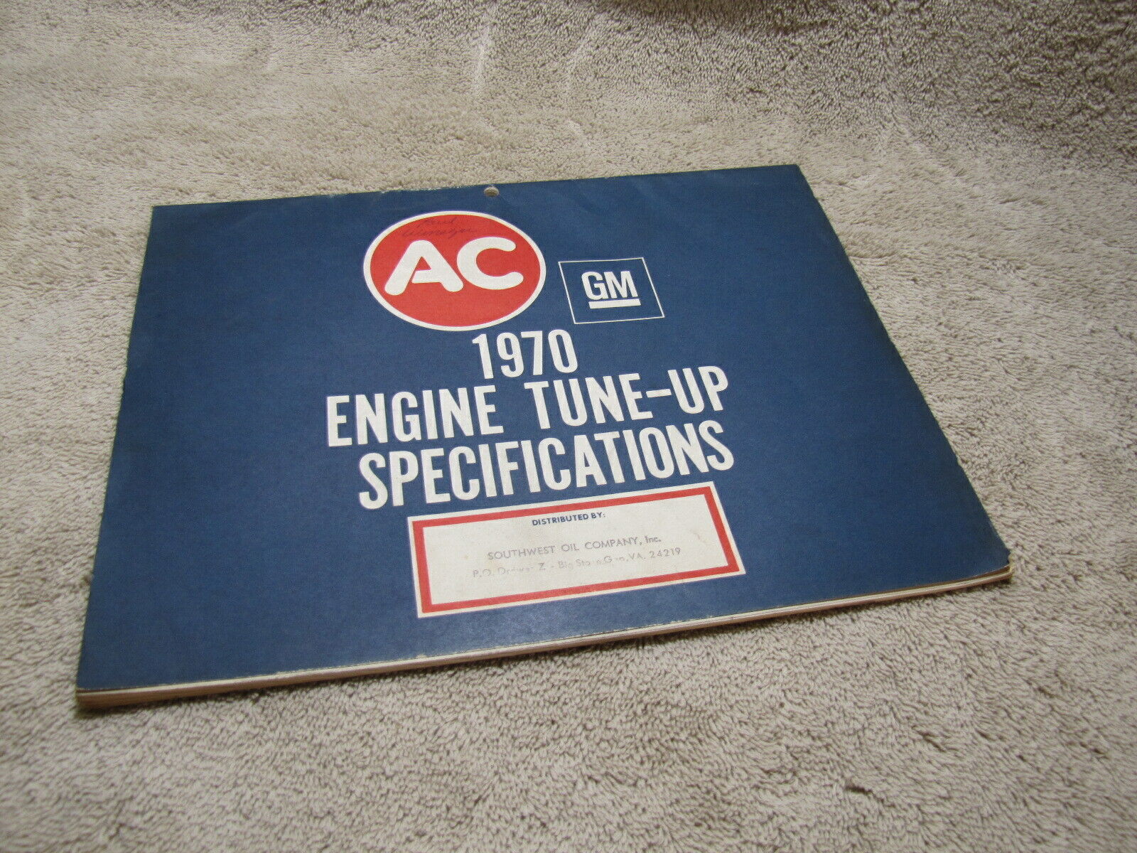 VINTAGE 1970 AC ENGINE TUNE-UP SPECIFICATIONS GM BIG STONE GAP VIRGINIA SW OIL