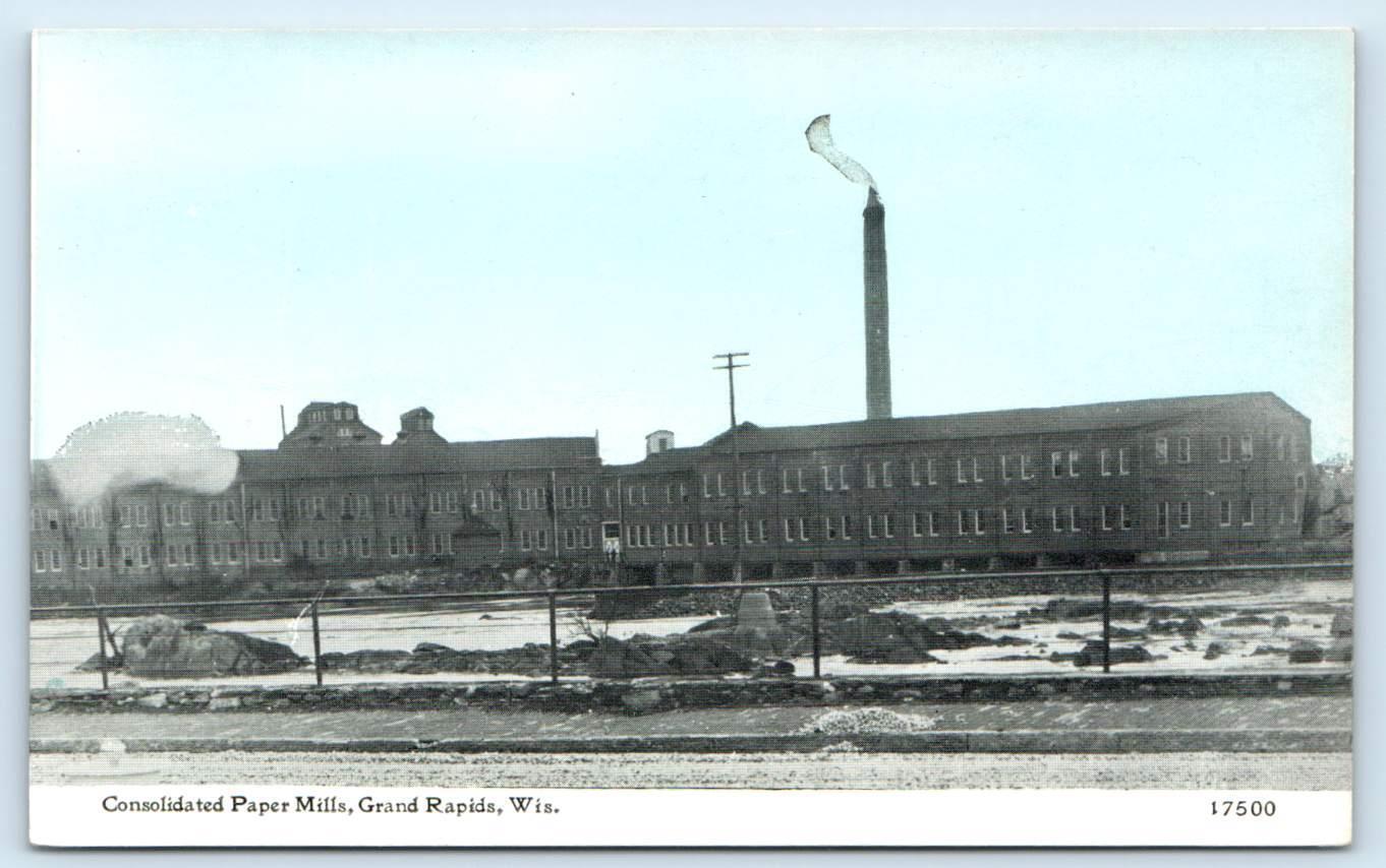 GRAND RAPIDS, Wisconsin WI ~ CONSOLIDATED PAPER MILLS c1910s Photoette  Postcard