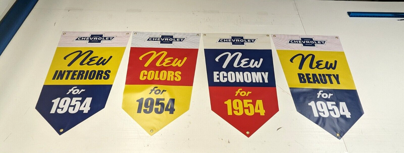 \'54 Chevrolet Lot of 4 Vintage Style Dealer Promo Banners Chevy 1954 Set